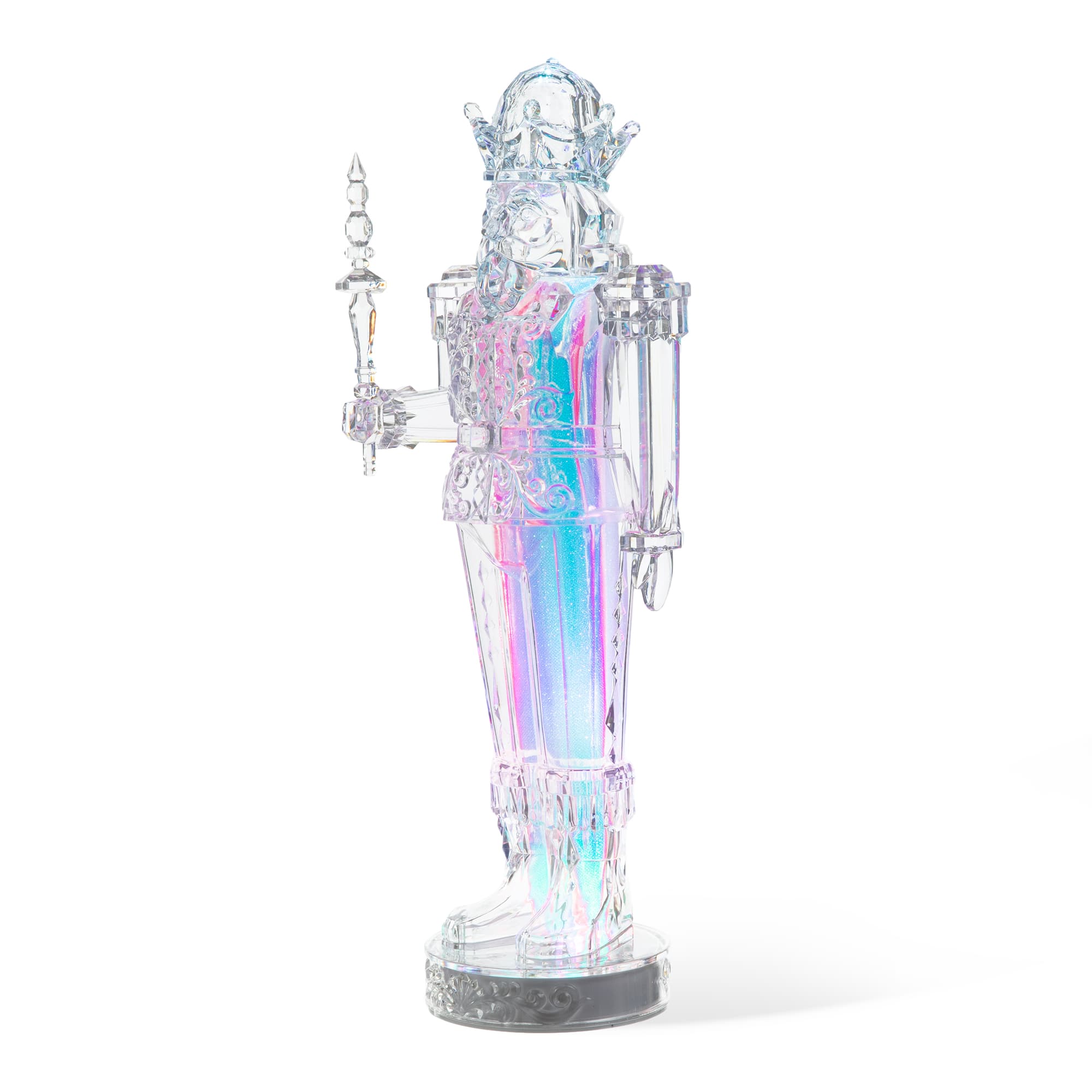 Glitzhome® 18" Acrylic Lighted Tabletop Nutcracker Figurine